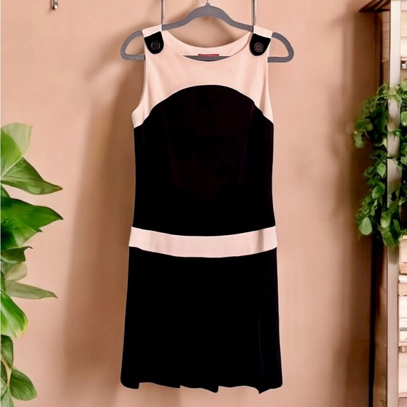 A.B.S by Allen Schwartz Dresses & Skirts - Vintage Dress-Y2K/90’s- A.B.S by Allen Schwartz- Black & Cream- Pleated skirt